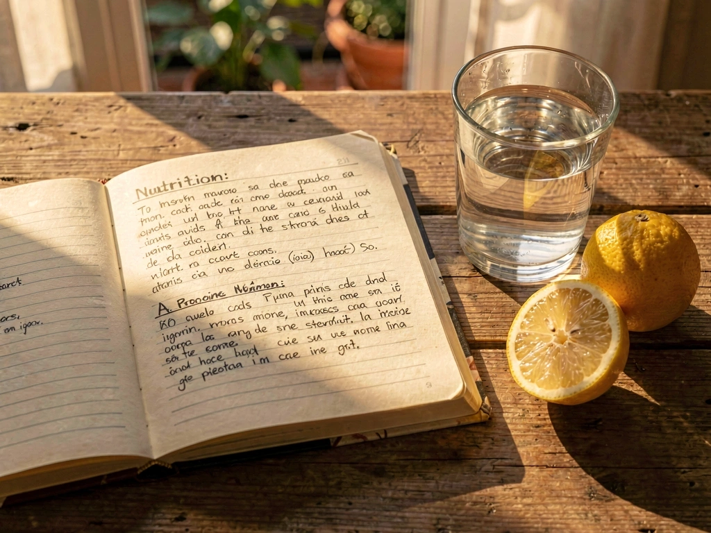 Cuaderno de notas sobre nutrición y agua fresca
